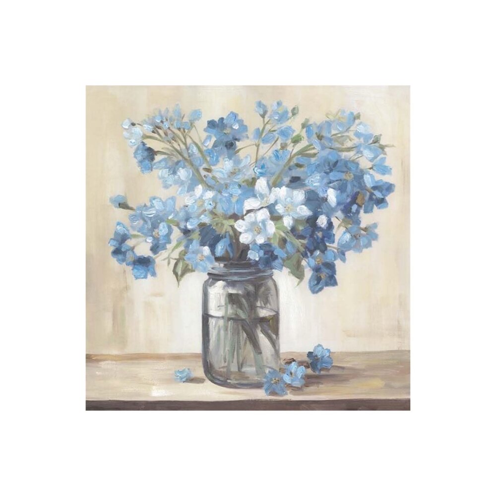 Blue Flower Unframed Canvas Wall Art 16" X 16"